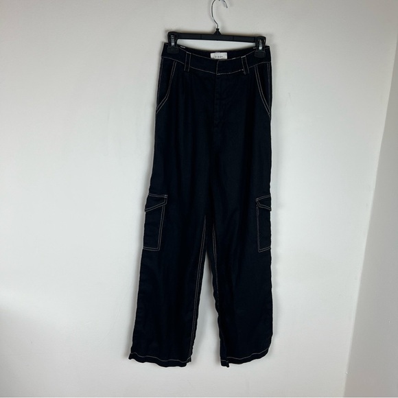 DISSH DIMITRA BLACK LINEN CARGO PANT US 4 - Picture 5 of 8
